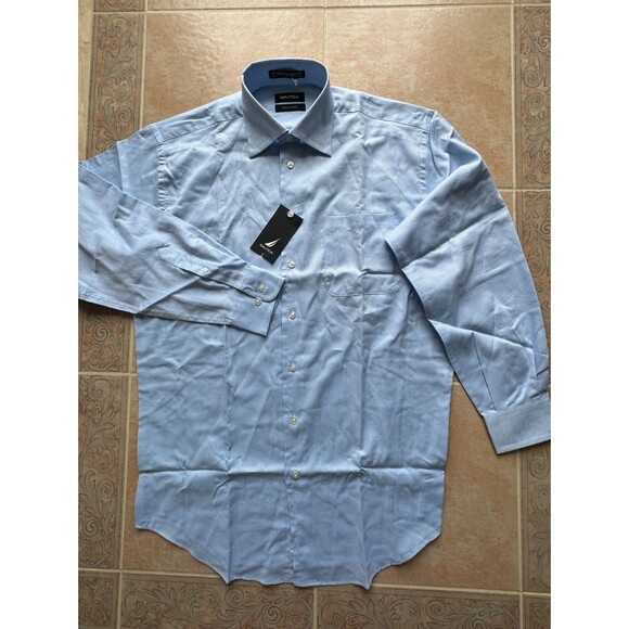 New -NAUTICA Royal oxford Cotton Blue Men size: 15.5- 32/33 - Picture 1 of 7
